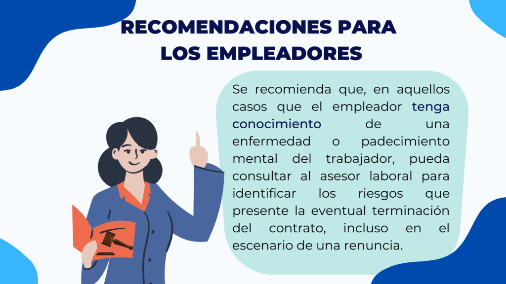 Recomendaciones para empleadores para la terminación del contrato laboral de trabajadores con padecimientos o enfermedades mentales