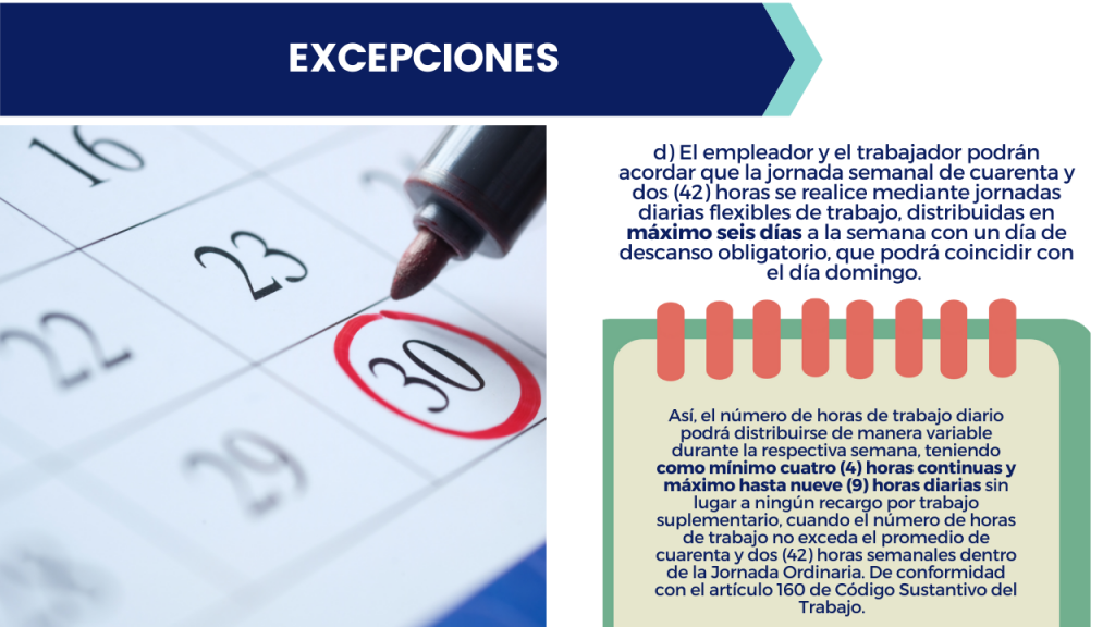 Excepciones en la reducción de la jornada laboral en Colombia LEY 2101 DE 2021